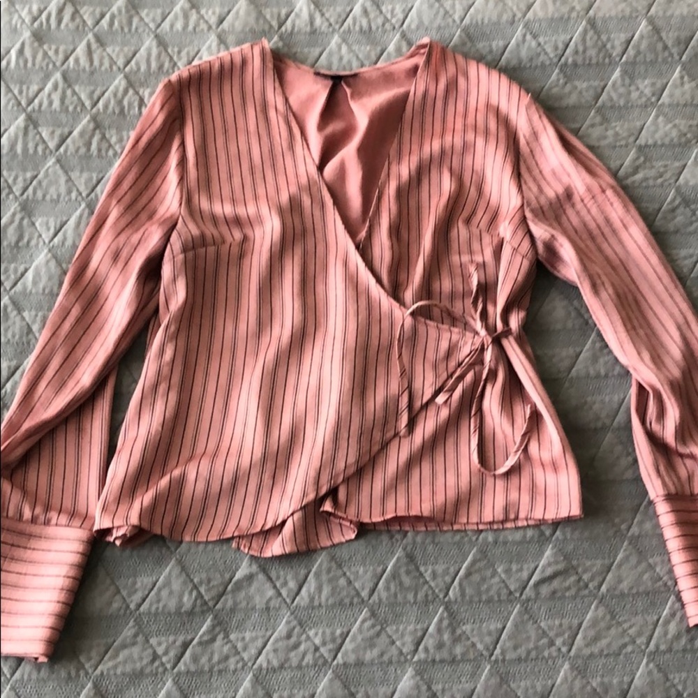 Pink Silky Tie Blouse